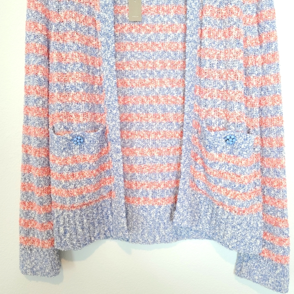 J.CREW Open Cardigan Knit Tweed Stripe Sweater - Picture 9 of 11
